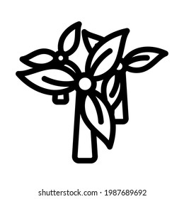 Wind Mill With Leaves In Blades Icon. Editable Bold Outline Design. Vector Illustration.