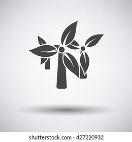 Wind mill leaves in blades icon on gray background with round shadow. Vector illustration.