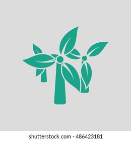 Wind mill leaves in blades icon. Gray background with green. Vector illustration.