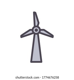 Wind mill line and fill style icon design, Save energy power eco sustainable and environmental theme Vector illustration