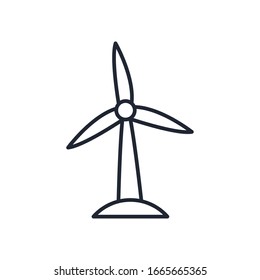 Diseño de icono de estilo de línea de molino eólico, Ahorre energía ecológica y medioambiental Tema medioambiental Ilustración vectorial