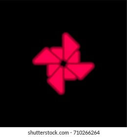 Wind mill red glowing neon ui ux icon. Glowing sign logo vector
