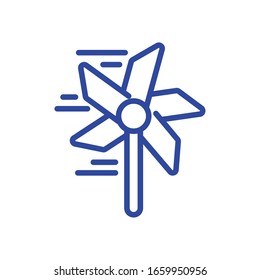 wind mill toy icon over white background, line style, vector illustration