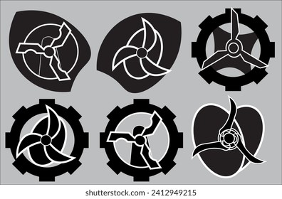 wind mill or turbine icon or logo set elements, flat design 