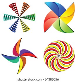 wind mills collection against white background, abstract vector art illustration svg