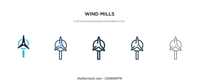 wind mills icon in different style vector illustration. two colored and black wind mills vector icons designed in filled, outline, line and stroke style can be used for web, mobile, ui