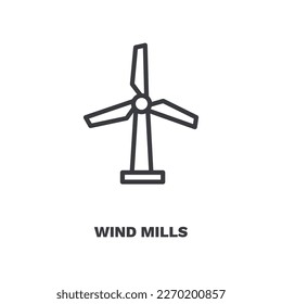 wind mills icon. Thin line wind mills, wind icon from ecology collection. Outline vector isolated on white background. Editable wind mills symbol can be used web and mobile
