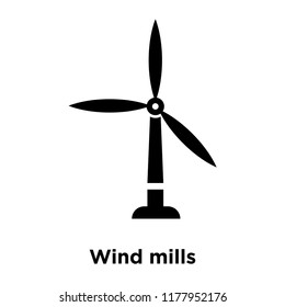 Wind mills icon vector isolated on white background, logo concept of Wind mills sign on transparent background, filled black symbol