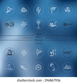 wind modern icons for mobile interface on blurred background