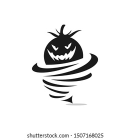 a wind monster pumpkin with sharp teeth