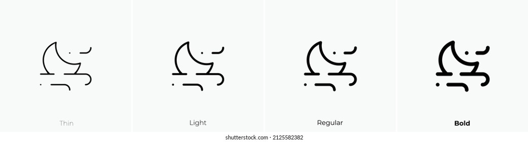wind moon icon. Thin, Light Regular And Bold style design isolated on white background