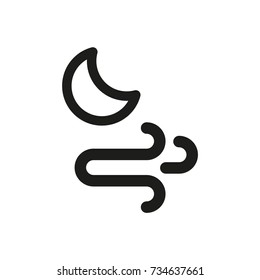 Wind and moon line icon, night
