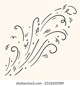 Wind motion, air blow, leaf falling elements with background cream