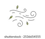 Wind motion illustration. leaf falling, air blow, design element