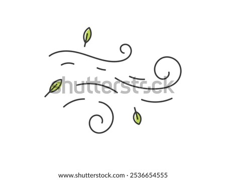 Wind motion illustration. leaf falling, air blow, design element