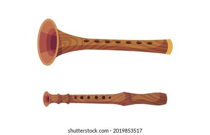 Wind Musical Instrument with Mouthpiece for Blowing Vector Set