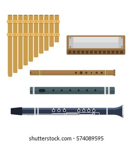 Wind musical instruments vector.