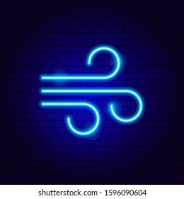 Wind Neon Sign. Vector Illustration of Weather Promotion.