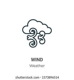 Wind outline vector icon. Thin line black wind icon, flat vector simple element illustration from editable weather concept isolated on white background