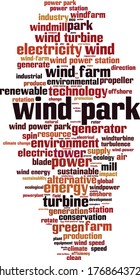Wind park word cloud concept. Collage made of words about wind park. Vector illustration