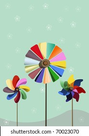wind pinwheel card vector illustartion
