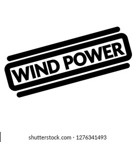 wind power black stamp, sticker, label, on white background