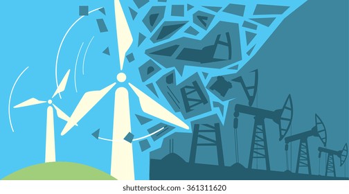 Wind Power clean Energy, renewable energy innovation power wind turbine concept vector illustration