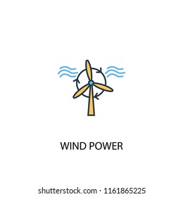 Wind Power concept 2 colored line icon. Simple yellow and blue element illustration. Wind Power concept outline symbol design from green energy set