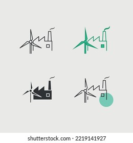 wind power electricity factory vector icon