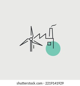 wind power electricity factory vector icon