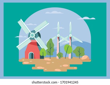 Wind power energy illustration vector