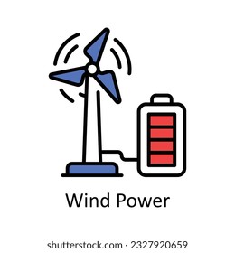 Wind Power Filled Outline Icon Design illustration. Smart Industries Symbol on White background EPS 10 File