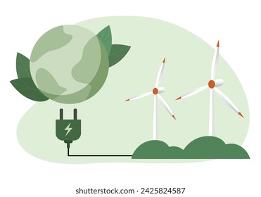 Wind power generation, Renewable energy concept.