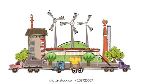 wind power generator and factory "Happy world" collection