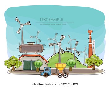 wind power generator and factory "Happy world" collection