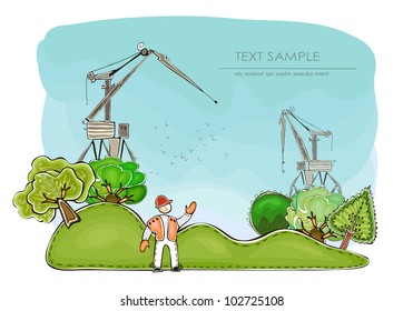 wind power generator and factory "Happy world" collection
