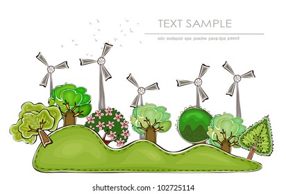 wind power generator and factory "Happy world" collection