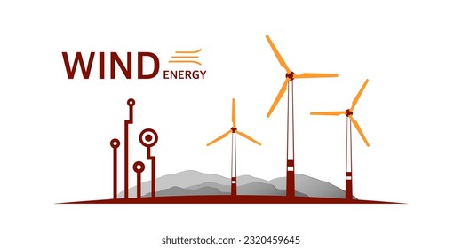 Wind power generators, Electricity industrial conveys environmental conservation, Renewable energy, Windmill farm or Turbine on white background, Sustainable of Ecology, Eco friendly and green energy.