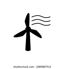 Windkraftsymbol auf schwarz-weißem Hintergrund, gefüllt