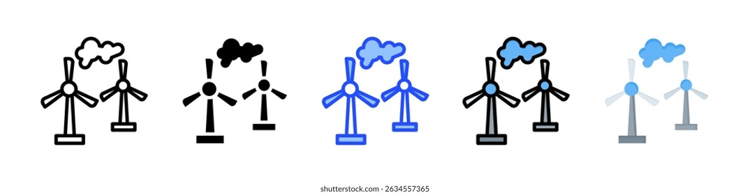 Wind Power Icon Collection With Multiple Styles