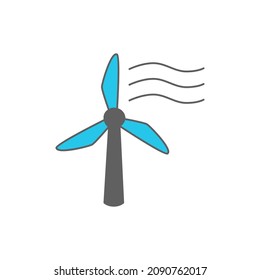 Wind Power Icon in color icon, isolated on white background 