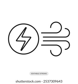 Wind power icon, environment, nature, ecology symbol on white background - vector illustration