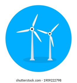 
Wind Power Icon In Flat Style, Wind Turbine 