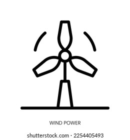 wind power icon. Line Art Style Design Isolated On White Background