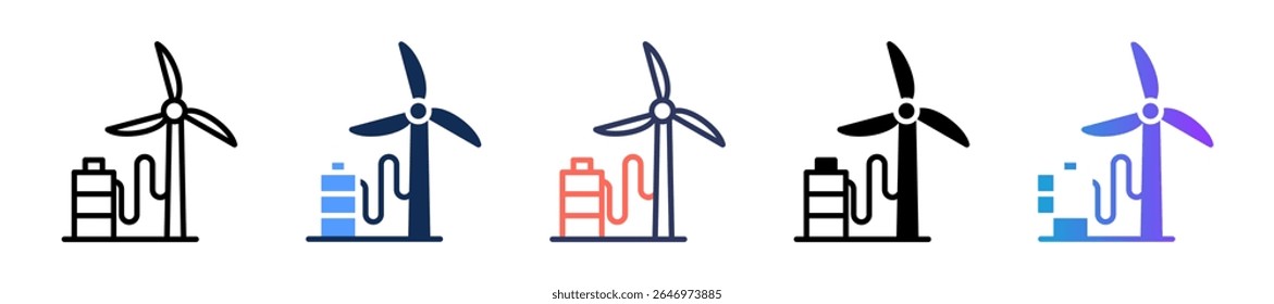 Wind Power Icon Multiple Vector Illustration