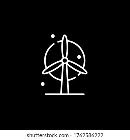 wind power Icon on the black background. Vector