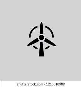 wind power Icon on the gray background.