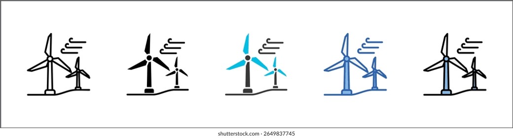 Ilustração de vários estilos do Wind Power Icon Pack