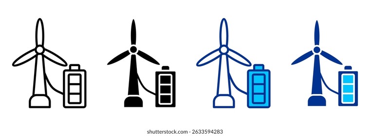 Wind Power Icon Set Multiple Style Vector Illustration
