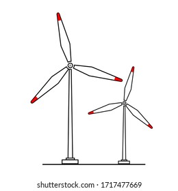 Wind power icon. Windmill symbol on white background. Vector silhouette wind turbine. Flat design.